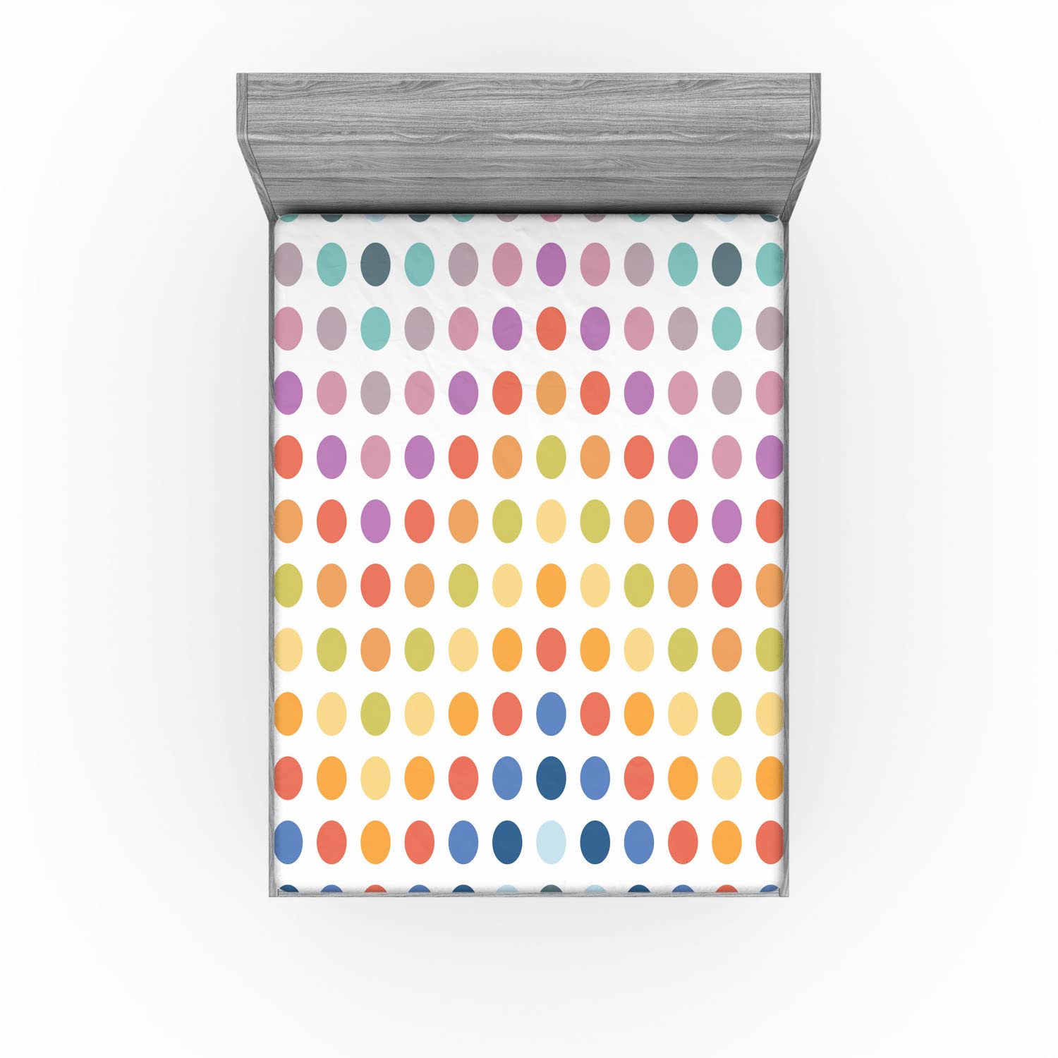 Ambesonne Modern 2 Pack Fitted Sheet, Colorful Gradient Tone Dots, Bed Cover All-Round Elastic Deep Pockets 2 Pieces, Package Contains 2 Full Size Fitted Sheets, White Multicolor