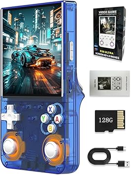 R36 Ultra Retro Handheld Game Console, 4.0" IPS Screen Portable Video Game Console ,Linux System with Colorful Double Joystick Built in 128G Card & 30000 Games