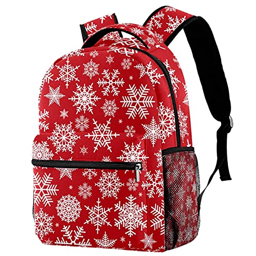 Sac à dos voyage flocon de neige rouge avec porte-bouteille enfant