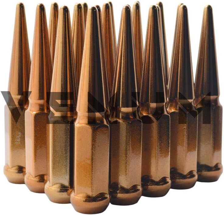 Venum wheel accessories 32 Pc M14x1.5 Candy Copper Spike Lug Nuts - Powder Coated - 4.5" Tall Compatible with Chevrolet/GMC 1999-2020 Silverado Sierra 2500 HD 3500 HD 8 Lug Trucks