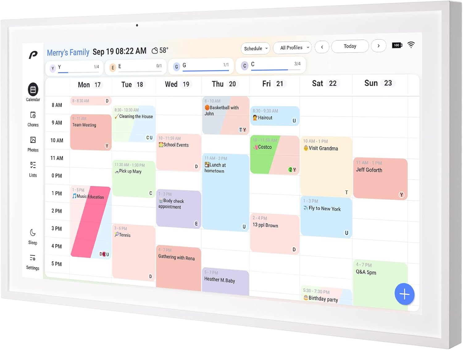 Digital Calendar, 15.6 inch Wall Planner & Chore Chart, Rechargeable Full HD Touchscreen Display, Portable Smart Family Organizer, Event Planner, Desk and Wall mountable, Perfect for Family Schedules - Wall Mount Included No Subscription