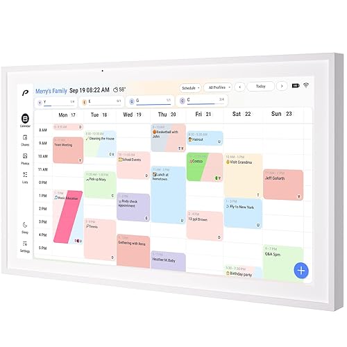 Digital Calendar, 15.6 inch Wall Planner & Chore Chart, Rechargeable Full HD Touchscreen Display, Portable Smart Family Organizer, Event Planner, Desk and Wall mountable, Perfect for Family Schedules - Wall Mount Included No Subscription