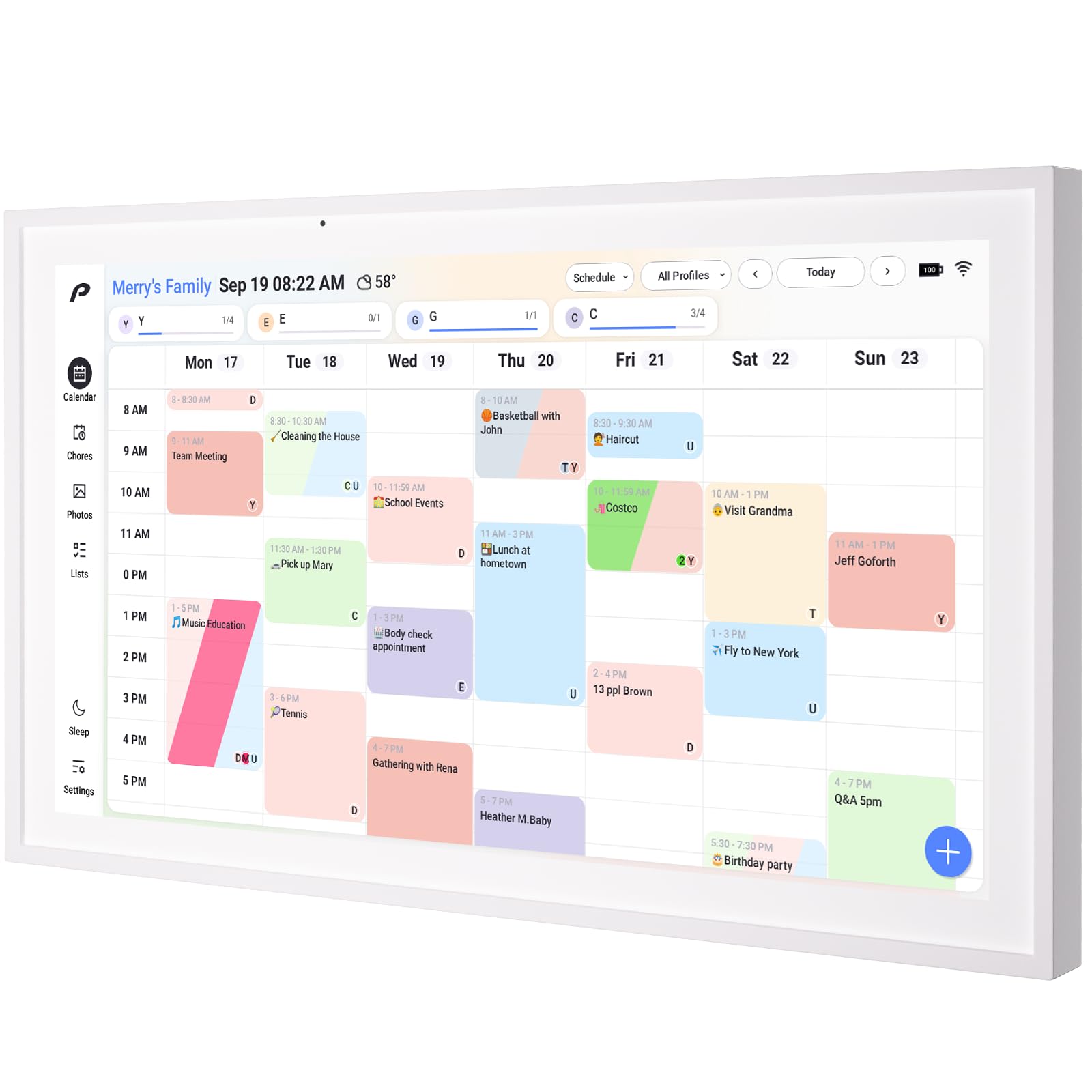 Digital Calendar 15 6 inch Wall Planner Chore Chart Rechargeable Full HD Touchscreen Display Portable Smart Family Organizer