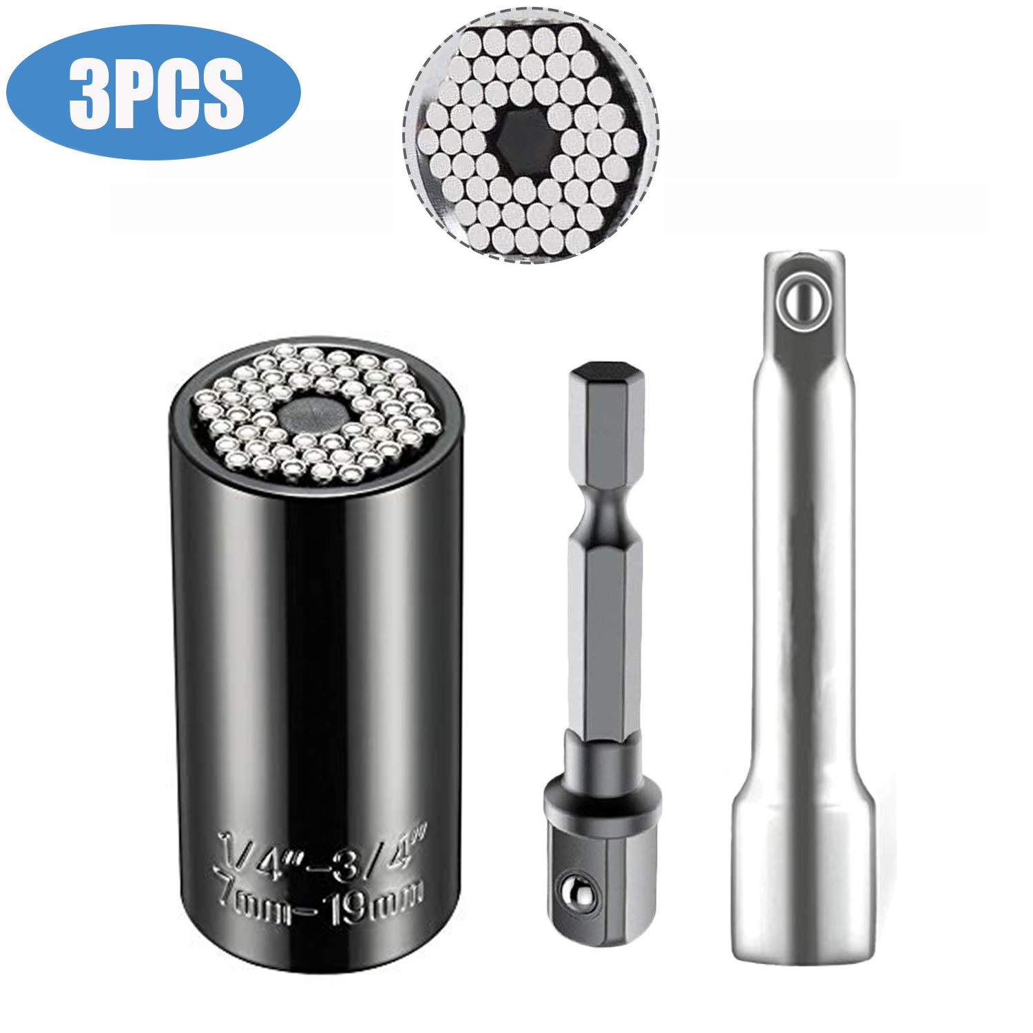 URGENEX Super Universal Socket, Black, Chrome Vanadium Steel, 7-19mm