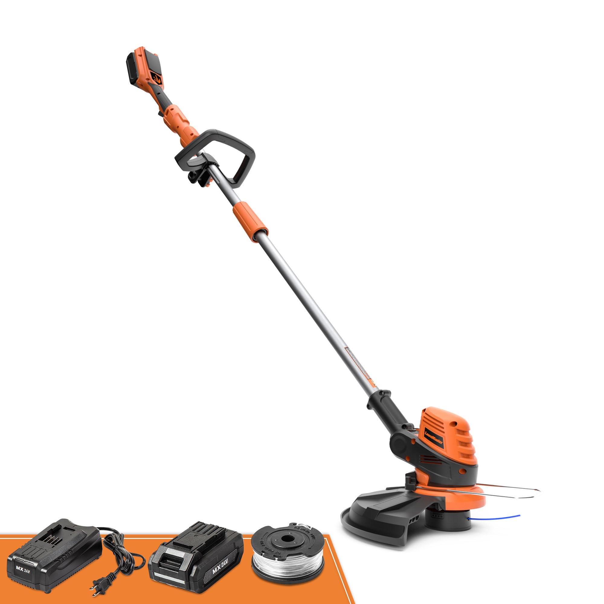 LawnMaster CLGT2412S - 24V 12-Inch Cordless String Trimmer, Battery and Charger Included