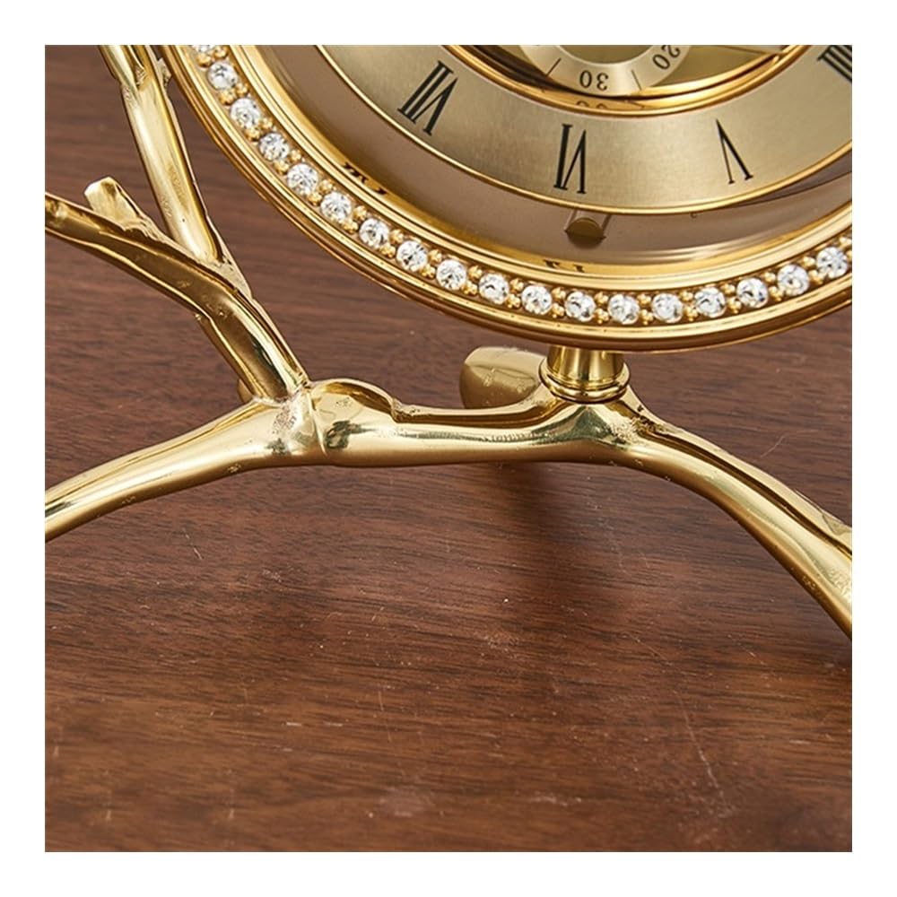 Wecker, Schreibtischuhr, geräuschlos, Kupfer, Retro, 18,5 x 21, cm, for Wohnzimmer, Schlafzimmer, Büro