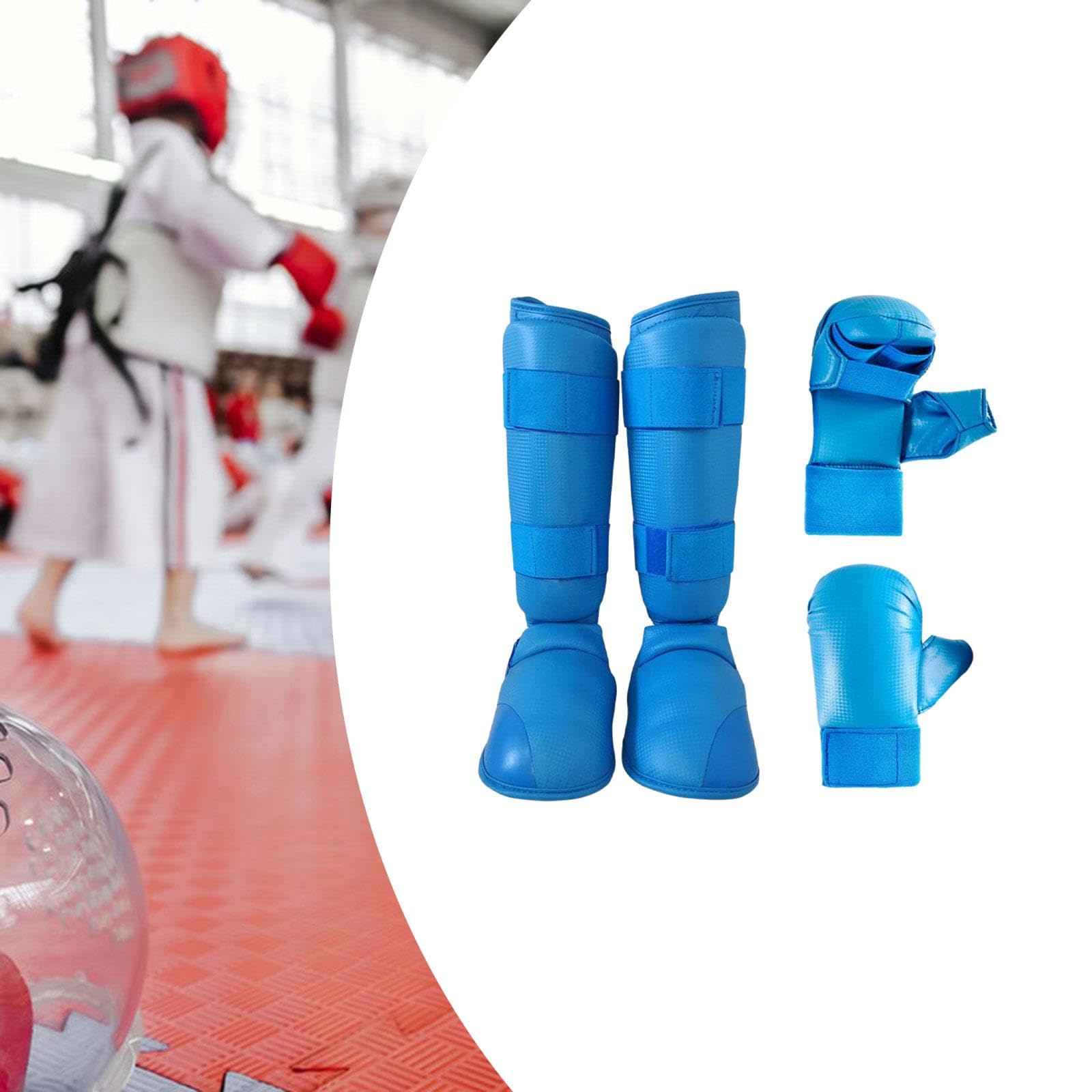 Oshhni Ensemble d'équipement de karaté, Gants de Boxe, protège-Tibias, Gants de Frappe pour entraînement de Taekwondo, Gants de Frappe, équipement pour