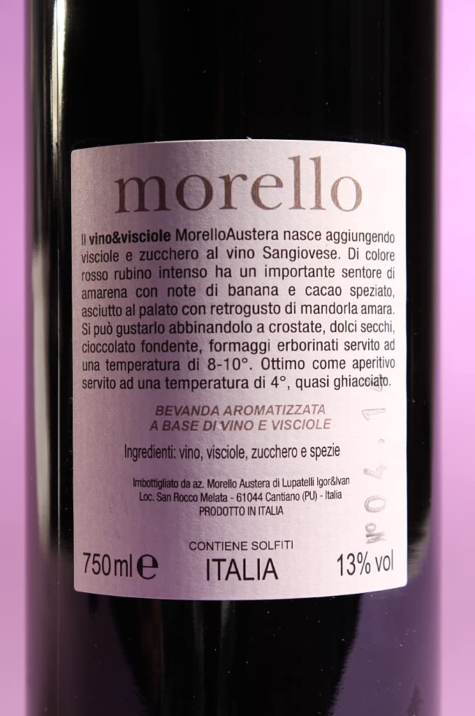 Vino di VISCIOLE | Morello Vino & Visciole | bevanda aromatizzata a base di VINO e VISCIOLE | 750ml - 13,5% vol