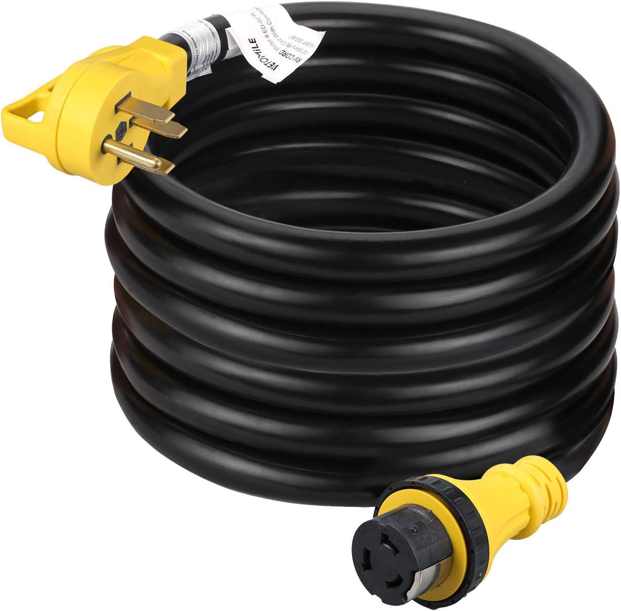 VETOMILE 30Ft 50Amp (14-50P to SS2-50R) RV Extension Cord with Handle, 125V/250V for Trailer Motorhome Camper