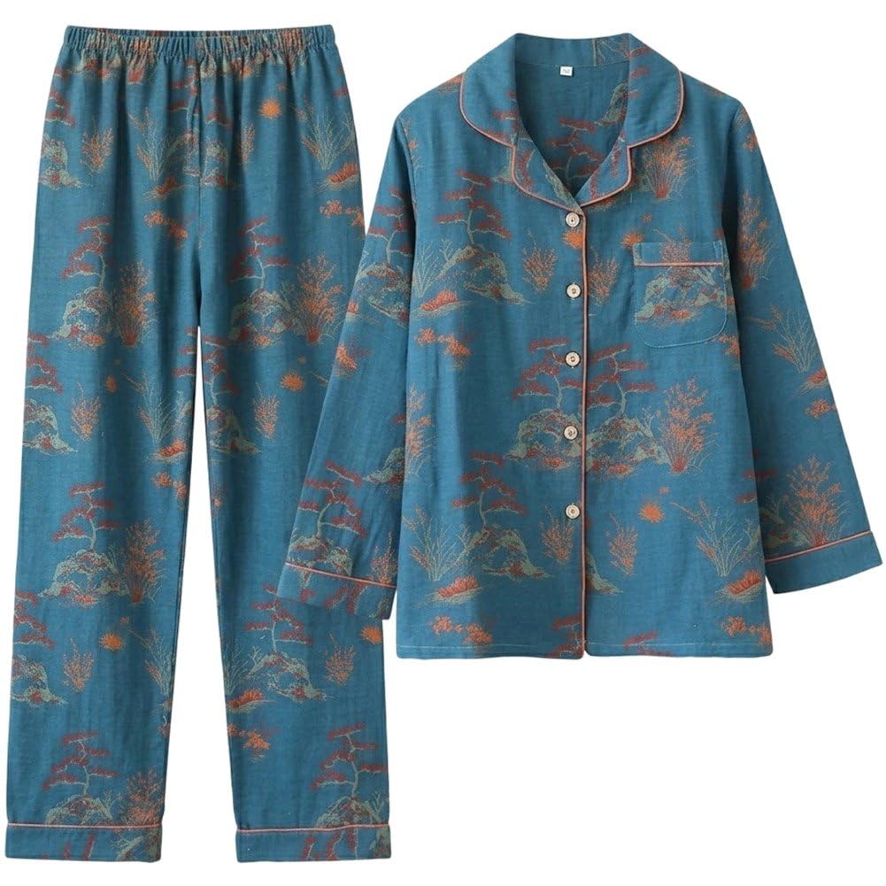 Ensemble pyjama en coton deux pièces femme respirant et manches longues
