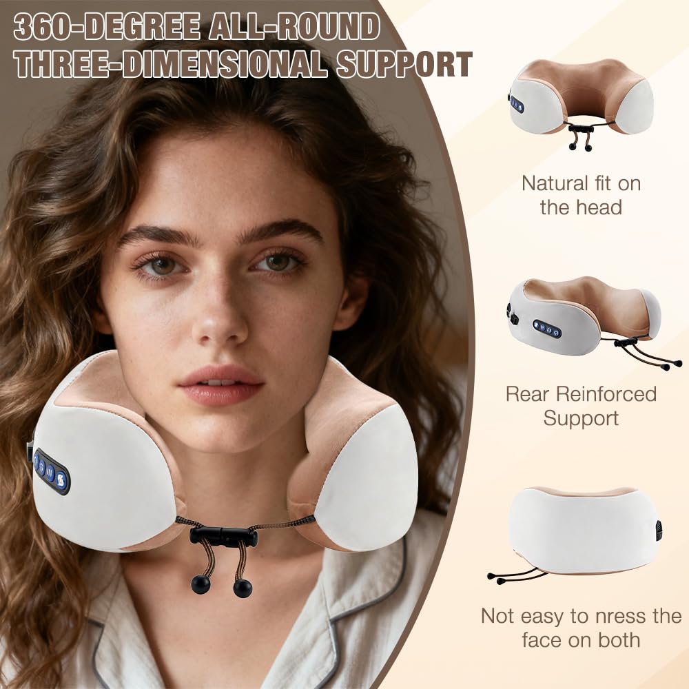Almohada de Masaje Cuello, 3 Modos Masajeador Cervical Eléctrico, Almohada de Masaje en Forma de U, para la casa, oficina, viajes