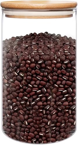 umieo 50oz (1400ml) Tarro de vidrio con tapa hermética de 1400ml Recipiente de almacenamiento de alimentos de vidrio con tapa de bambú, recipientes