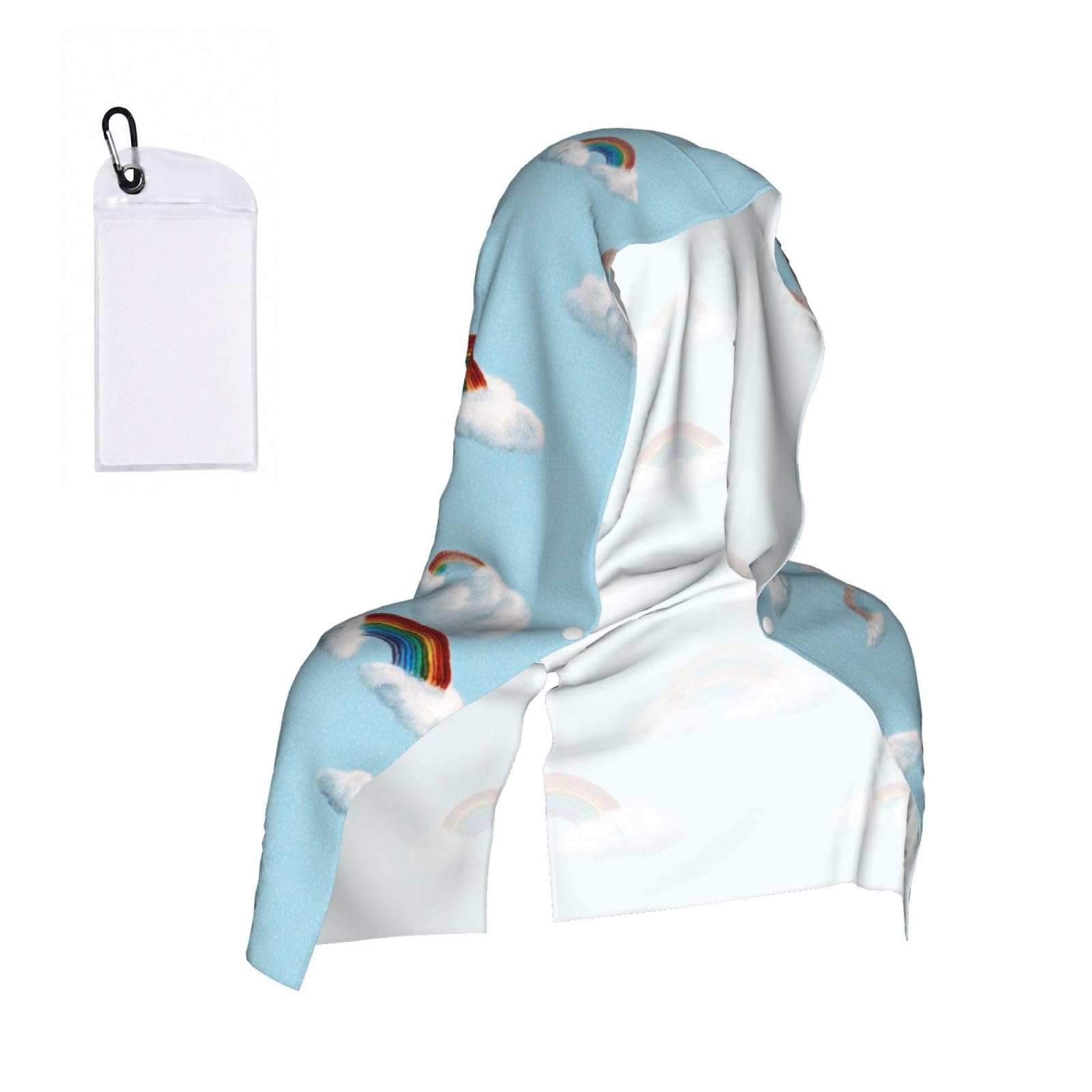 WXWJSHMGC Rainbows Print Cooling Hoodie Towel, Cooling Towels For Neck And Face Sun Protection Instant Cool Hoodie(Sport/Camping/Work Out/Hot Weather)