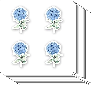Blue Hydrangea Stickers 1in for Scrapbooking, Arts, Craft, DIY, Calendars Journals 80-Pack