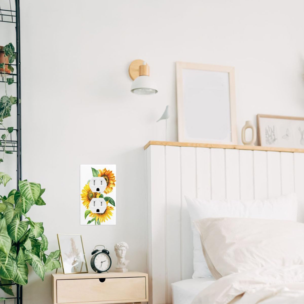 Watercolor Sunflowers Bouquet Outlet Covers, Yellow Floral 1-Gang Duplex Receptacle Wall Plate, Standard Plug Cover 4.5x2.76 Inch for Home Bedroom Bathroom Kitchen Wall Decor