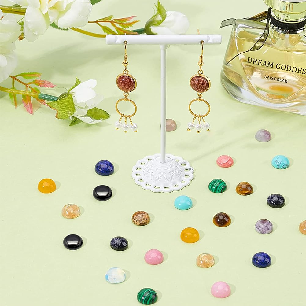 SUPERFINDINGS 40pcs 20 Style Natural Cabochon Gemstone 12mm Half Round Dome Flatback Quartz Stone for Necklace Jewelry Making DIY Craft Handmade - Image 4