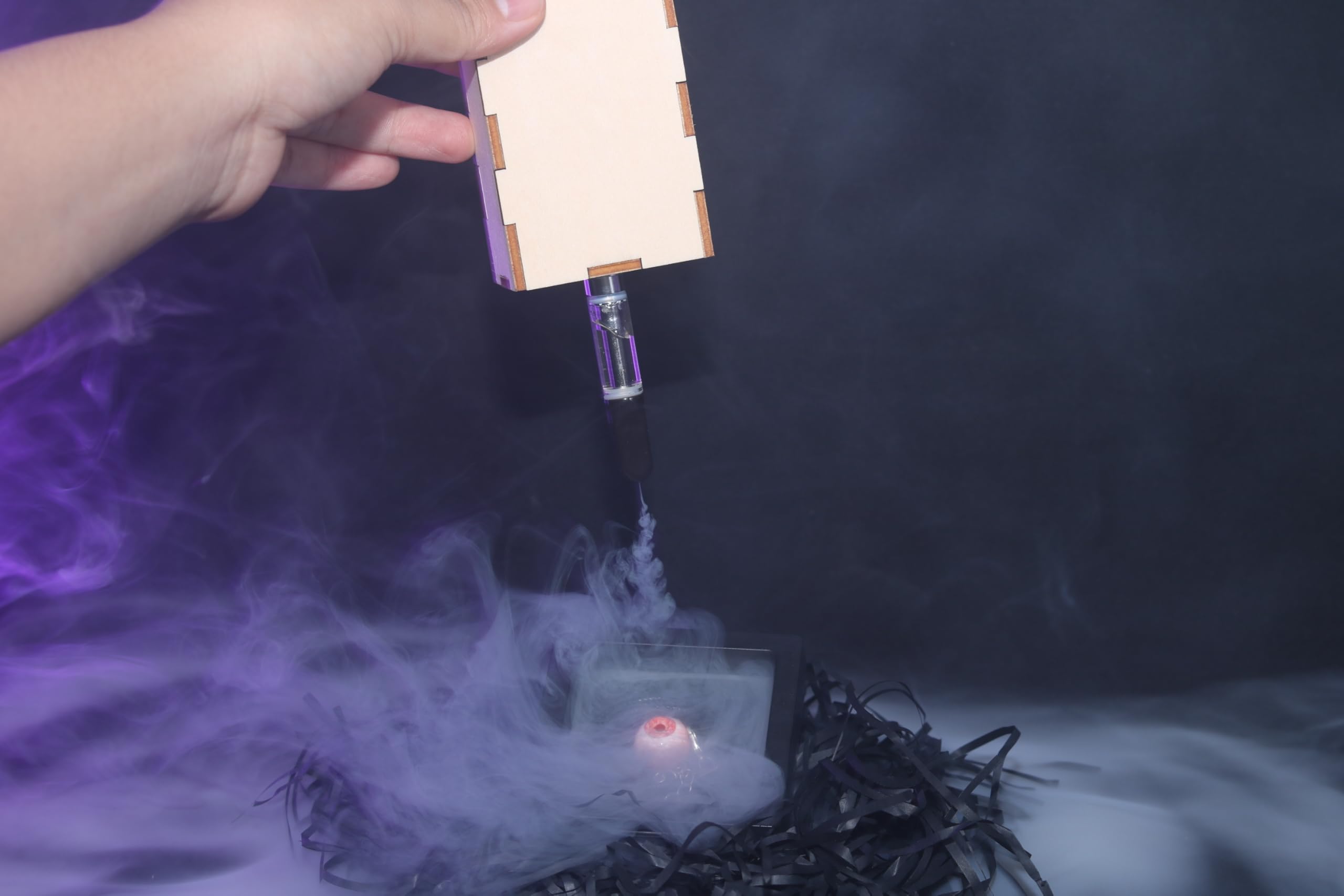 Máquina de humo de mano, máquina de niebla al aire libre con pilas con control remoto inalámbrico para DJ Party Disco Wedding Halloween, regalo (madera larga)