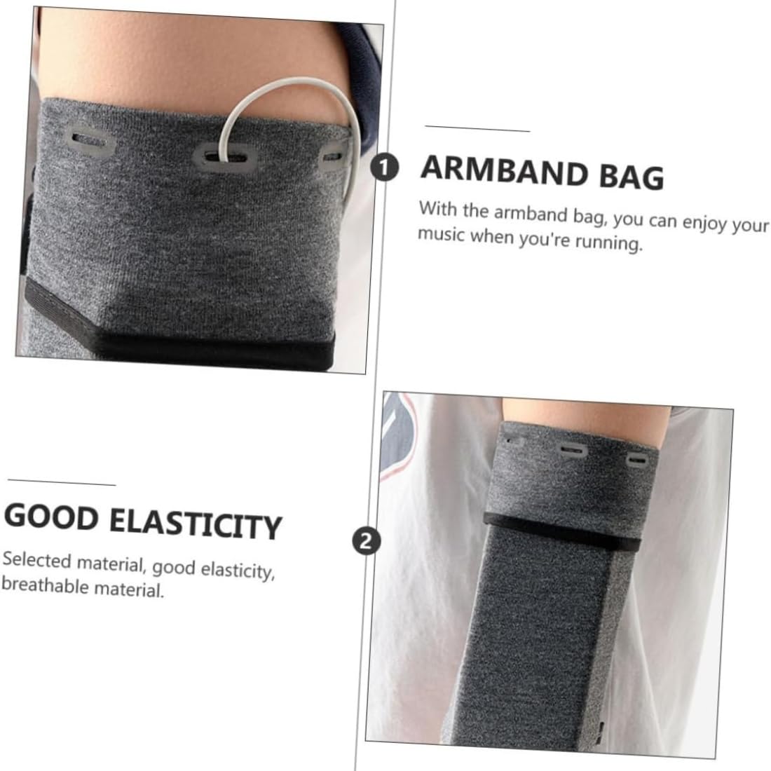 Digital Shoppy Grey Arm Bag, Stretchable Wrist Pouch, Phone Holder, XL Size 2