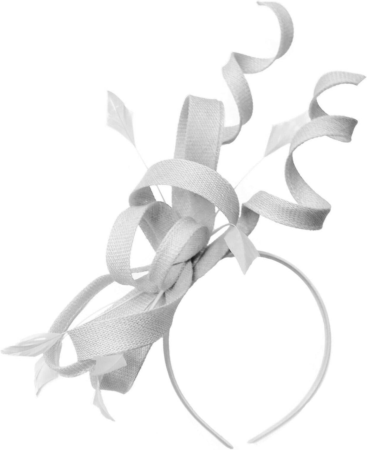 Swirl Loop Sinamay Headband Fascinator For Women Wedding Ascot Races[White]