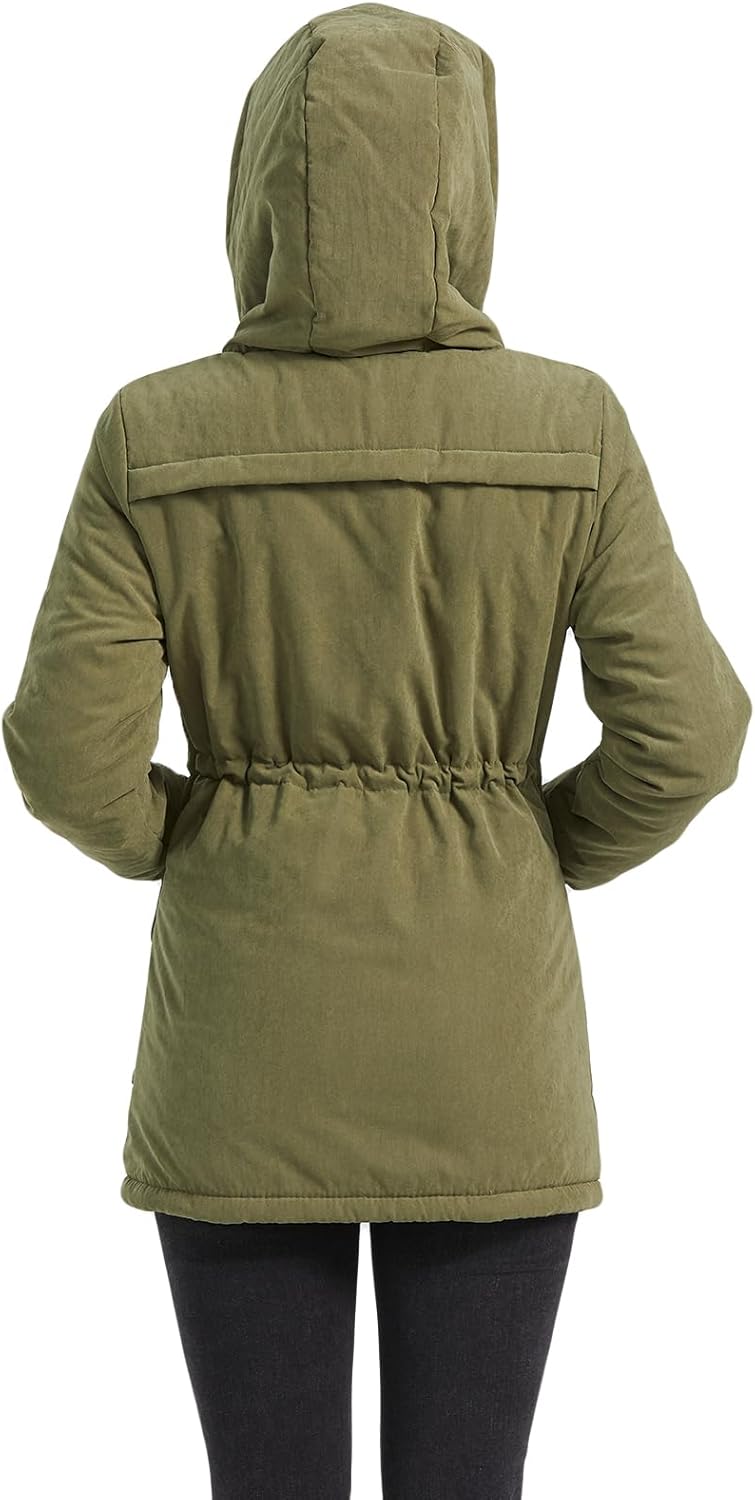 MEWOW Women's Winter Mid Length Thick Warm Faux Lamb Wool Lined Jacket Casual Coat - Image 7