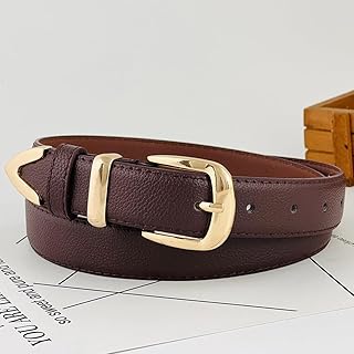 حزام جلد للنساء للجينز والبناطيل والفساتين، حزام خصر مطاطي قابل للتعديل مع مشبك ذهبي