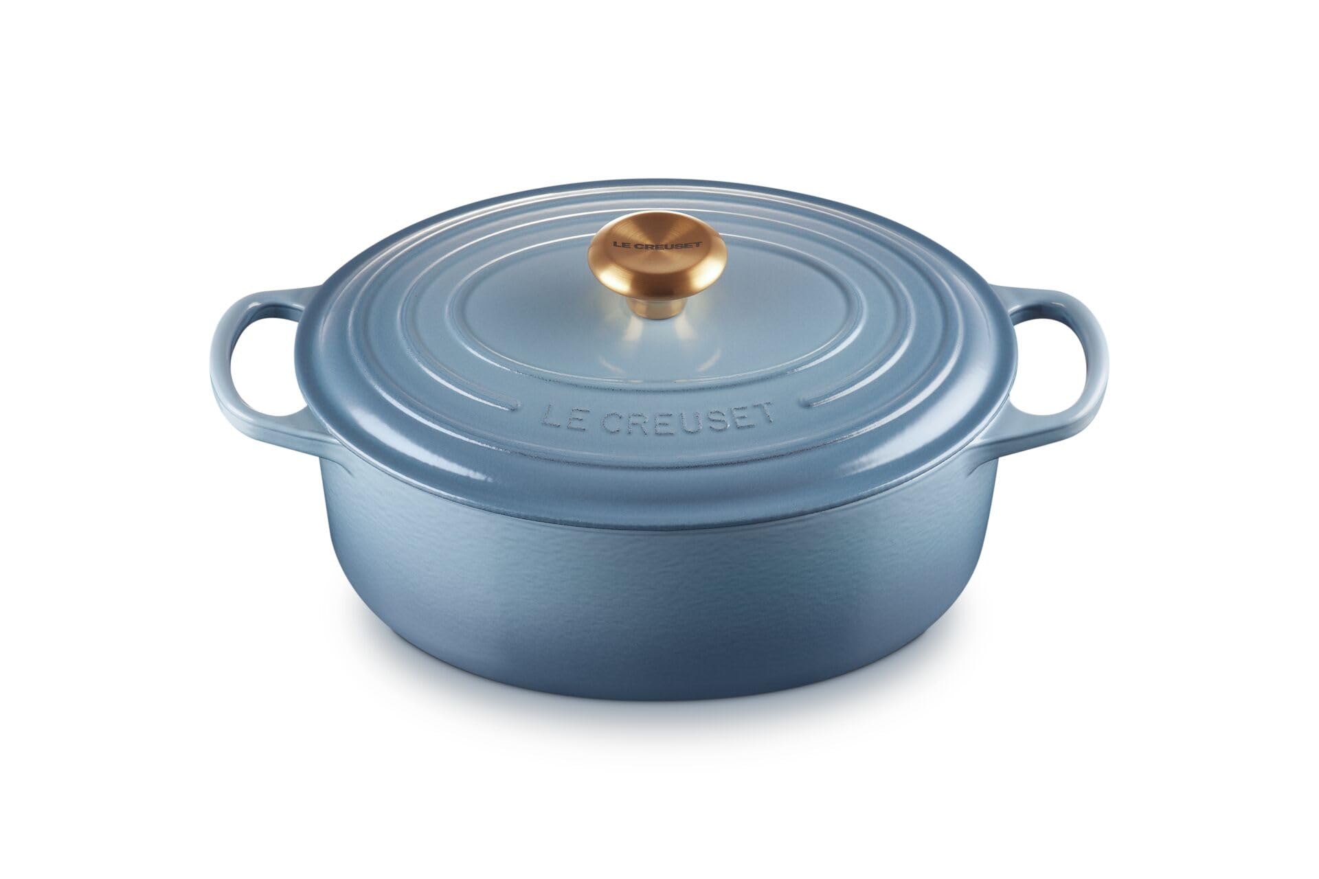 Le Creuset Signature Gusseisen-Bräter mit Deckel, Ø 29 cm, Oval, Für alle Herdarten und Induktion geeignet, Volumen: 4,7 l,Chambray, 21178294344441