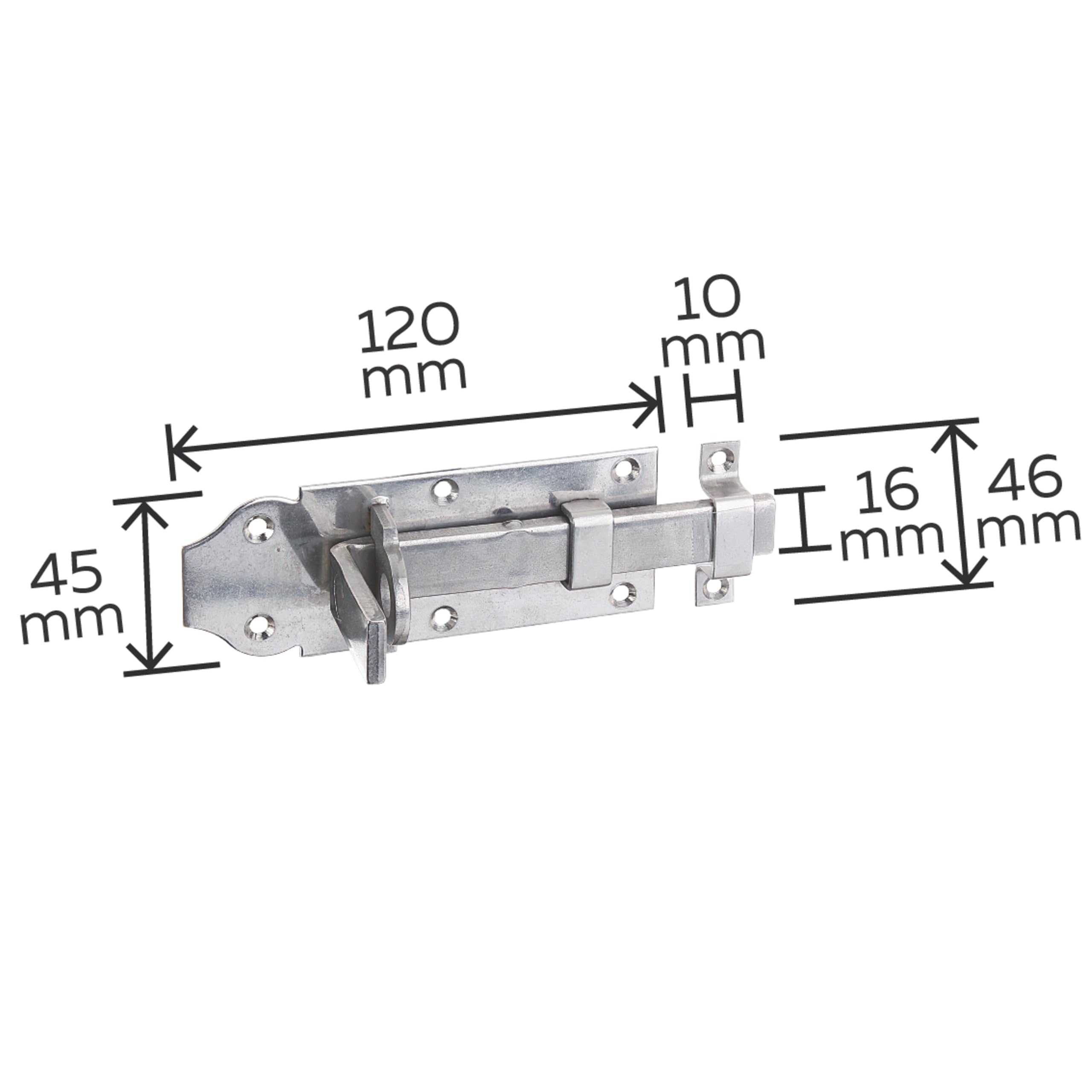 Alberts 841010 Schlossriegel | gerade, mit flachem Griff und befestigter Schlaufe | Edelstahl | Platte 120 x 45 mm | 10er Set