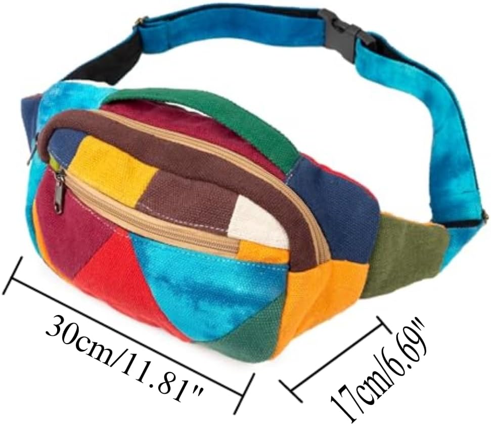 Freakmandu Eco-Friendly Boho Hippie Style Hemp Fanny Pack White Hip Waist Bag for Hiking Running Jogging - Image 6