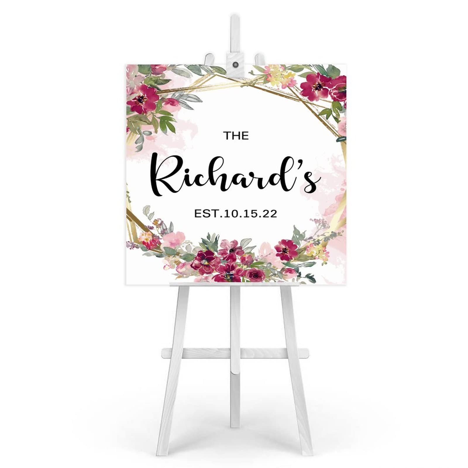Hochzeitsschild mit Nachname, Holz, rustikales Namensschild, vertikales Hochzeitsschild, personalisiertes Eingangsschild für Hochzeitsgäste, 50,8 x 50,8 cm