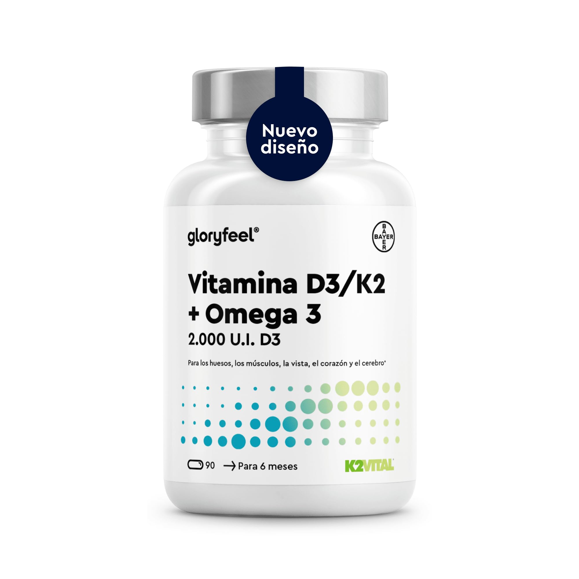 2000 UI de Vitamina D3 y K2 (K2VITAL®) - 1000mg de Omega 3 Aceite de Pescado (en Forma de Triglicéridos), 400mg EPA y 300mg DHA por Cápsula - Altamente biodisponible y Probado en laboratorio