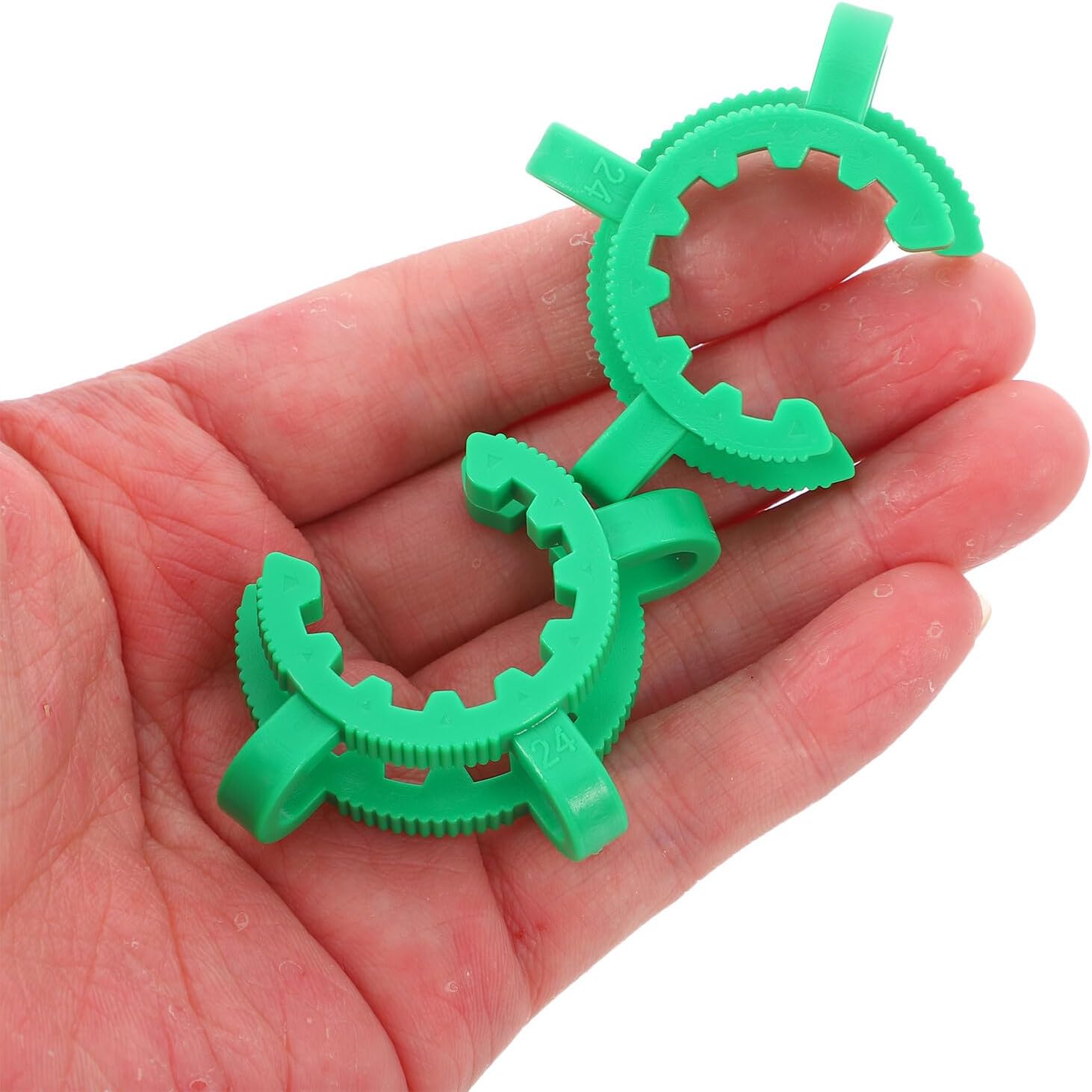 12pcs Frosted Plastic Laboratory Glass Fixing Clamps, 24# Green Interface Clips for Lab Glassware Connection and Laboratory Beaker Support