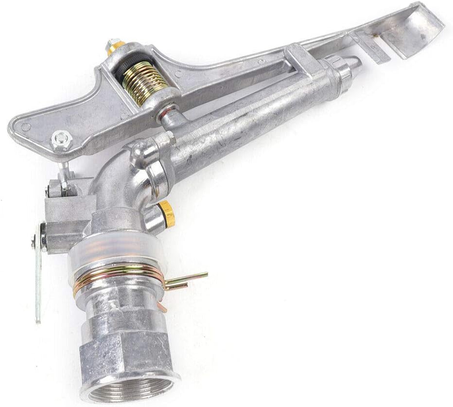 Gdrasuya10 Irrigation Zinc Alloy Sprinklers, Irrigation Spray Gun Large-Area Garden 360°Adjustable Watering Sprinkler (1.5", Silver + Red)