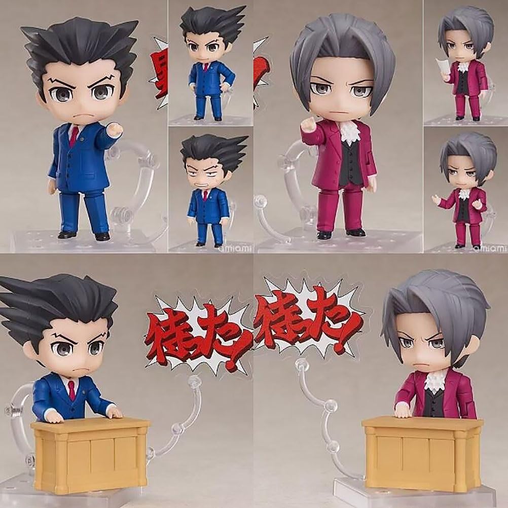 10 cm Ace Attorney: Phoenix Wright/Miles Edgeworth, action figure da collezione in PVC, modellino di personaggi dell'anime (dimensioni: blu)
