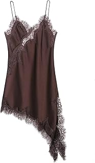 lutuzaai Lace Asymmetric Dress 2025 Summer - Women's V-Neck Sexy Mini Vest Dress French Chic Evening Party Wear Clothing