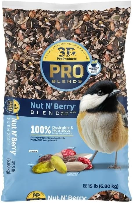 3-D Pet Products Premium Nut N’ Berry Wild Bird Food ~ 14 Lb Bag ~ Wild Bird Seed Mix for Bird Feeders, Songbirds & Outdoor Bird Seed.
