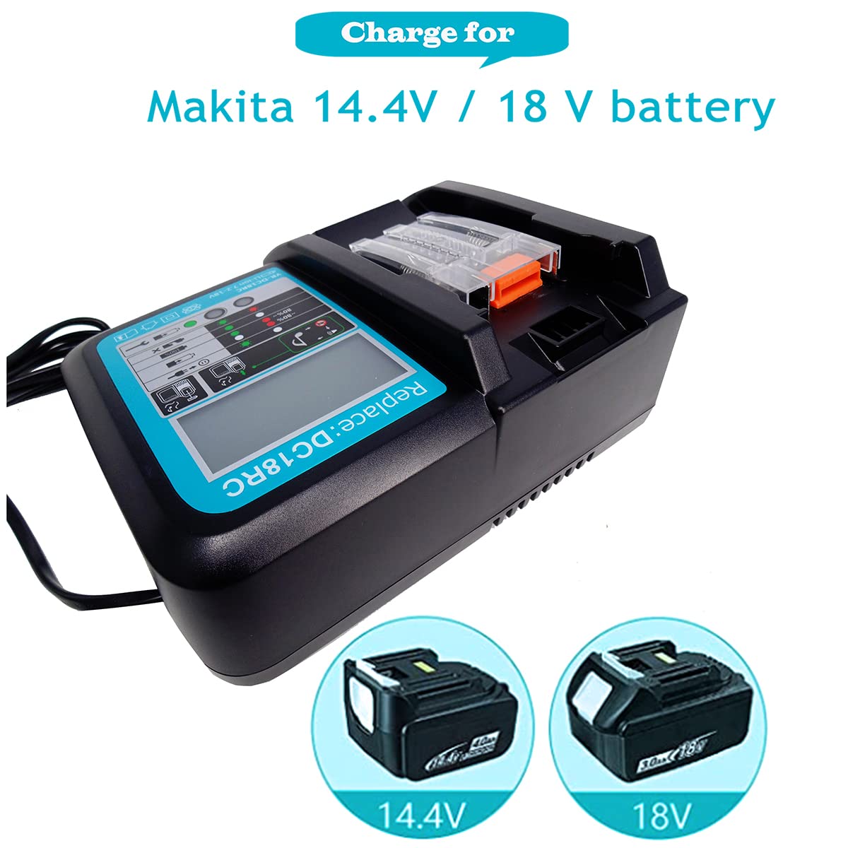 2X 18V 8,0Ah Ersatzakku 6A DC18RD Dual Port Ladegerät für Makita 14