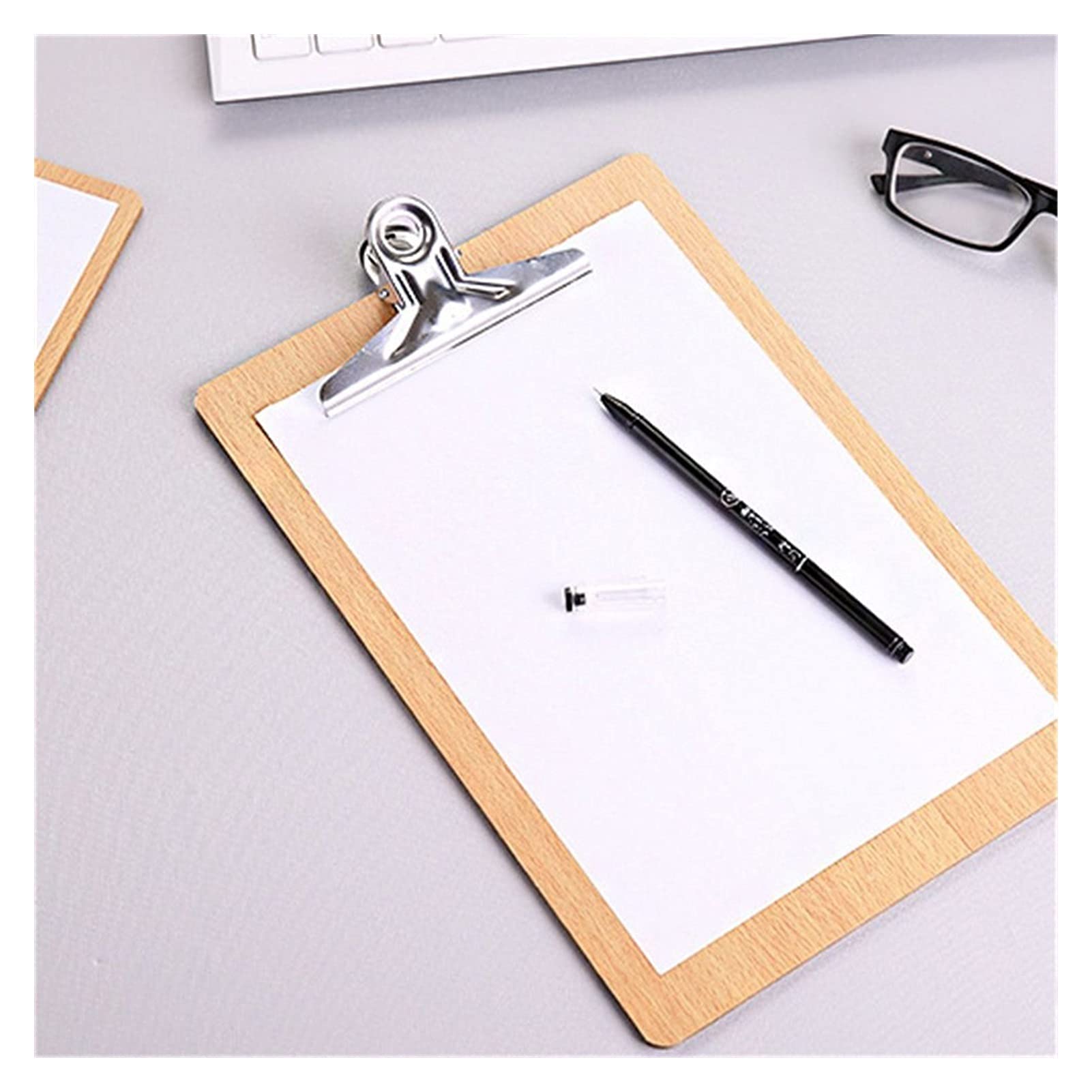 caihuashopping Teczka z klipsem do pisania przyborów szkolnych uwaga pokładowa drewniana półka pośrednia plik do przechowywania folderów deska uchwyt do papieru Clip Board Office teczka z klipsem (kolor: A)