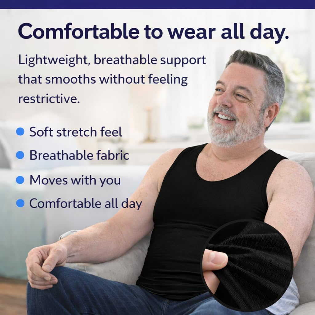 The Natural Posture Men's Ultra Slimming Shirt - Sleeveless Chest and Tummy Control Undershirt