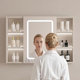 HCLSHOP LED Bathroom Mirror Cabinet