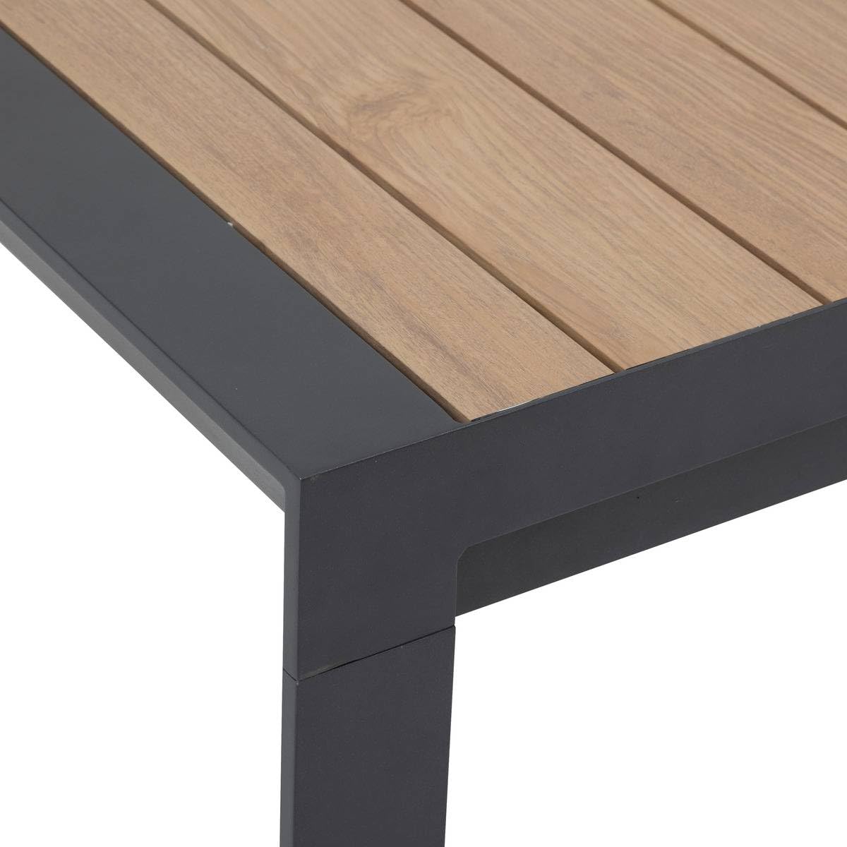 HESPERIDE - Table de Jardin Extensible Evasion Gris Graphite - 8 Places - Aluminium Antirouille Aluminium Effet Bois - Meuble d'Extérieur Rallonge