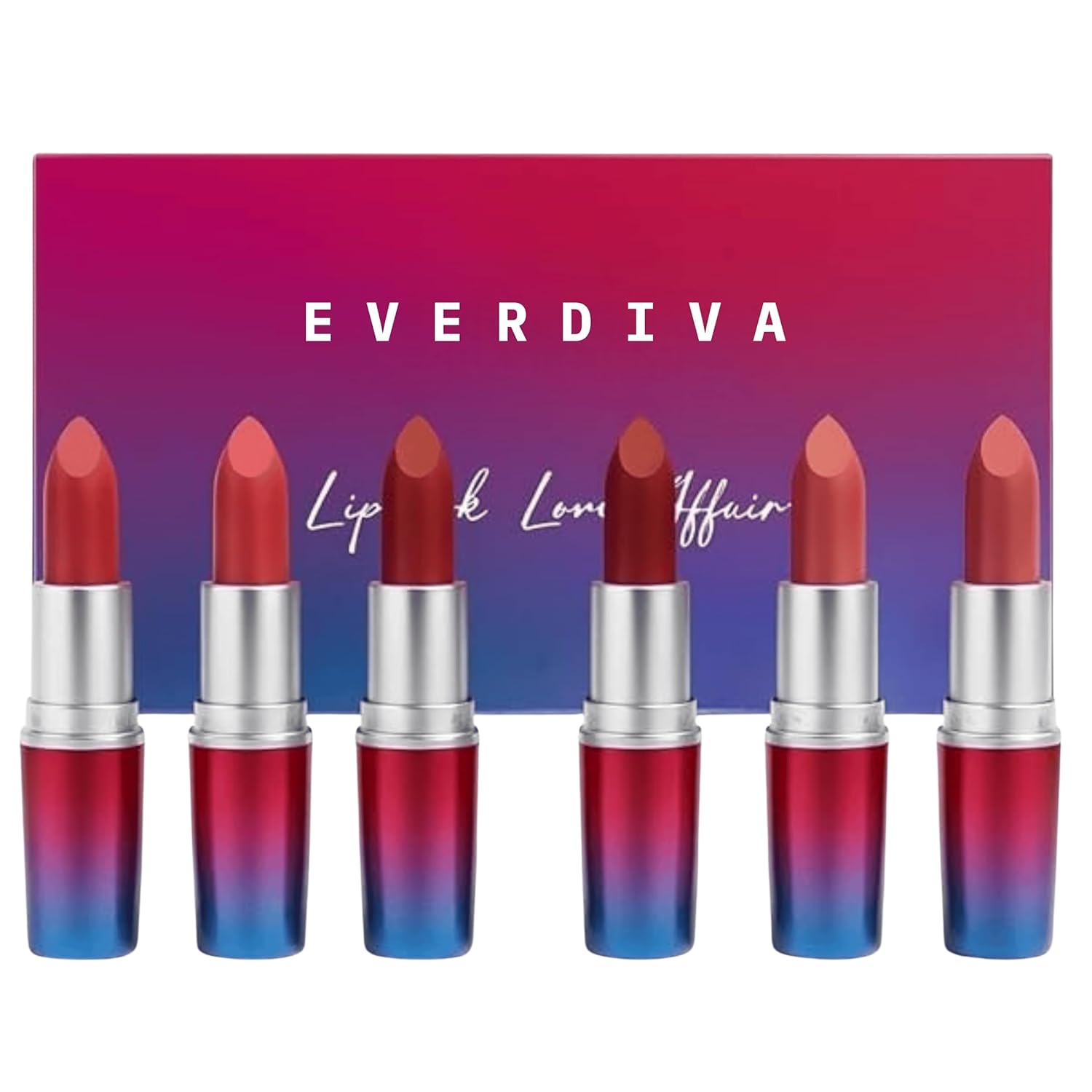 6 Pcs Matte Lipstick Combo Set | Waterproof, Long-Lasting Lipsticks for Dusky Skin Tone | Bold Red & Everyday Shades for Women