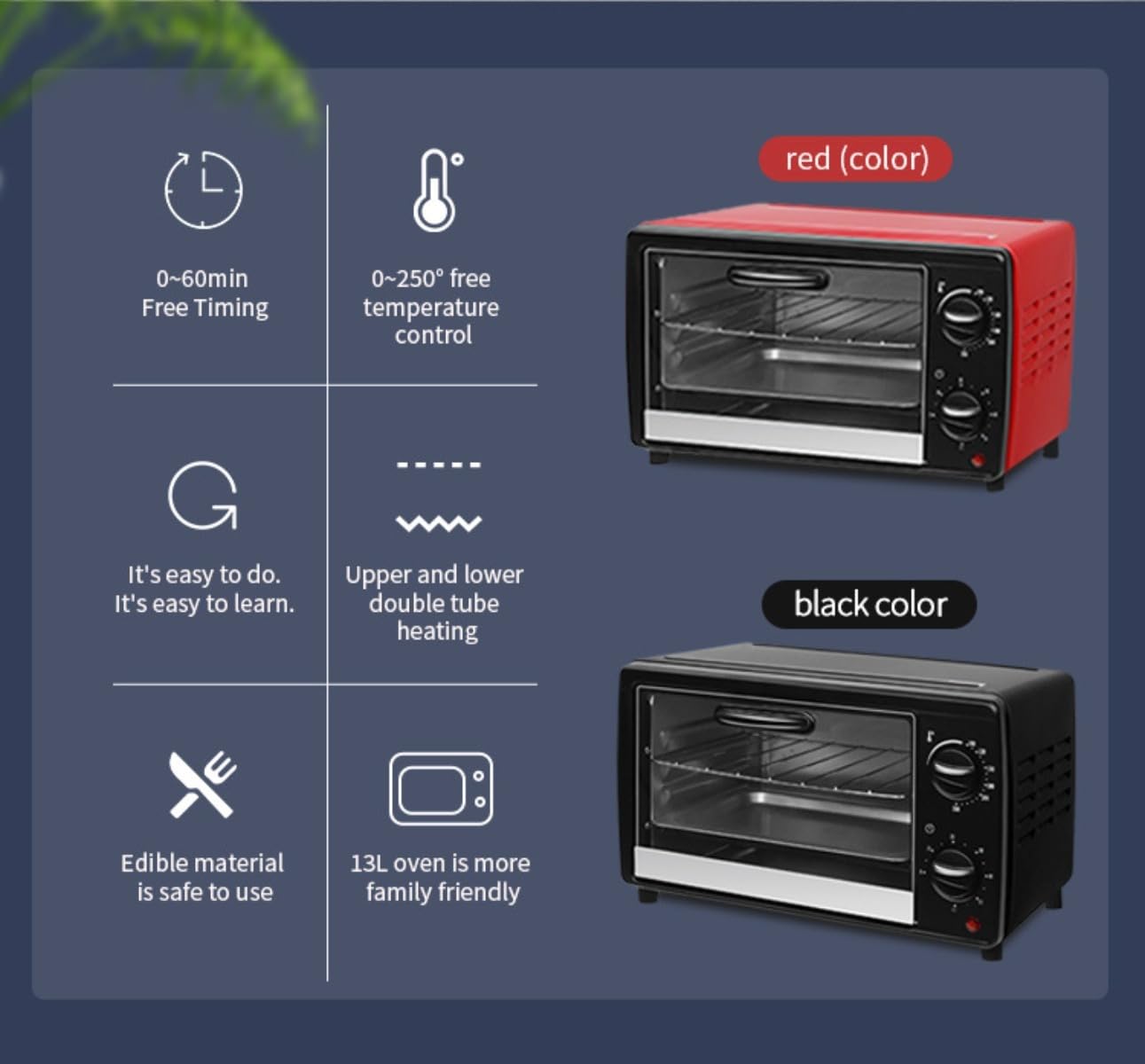 HAOJU 700W Wide Convection Toaster Oven, Fits 9