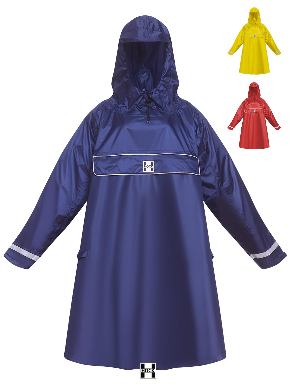 HOCK Premium Poncho E-Bike – Poncho de pluie avec manches pour vélo et E-Bike (FR/ES, Alpha/lettres, TTG, Taille normale, Taille normale, Jaune)