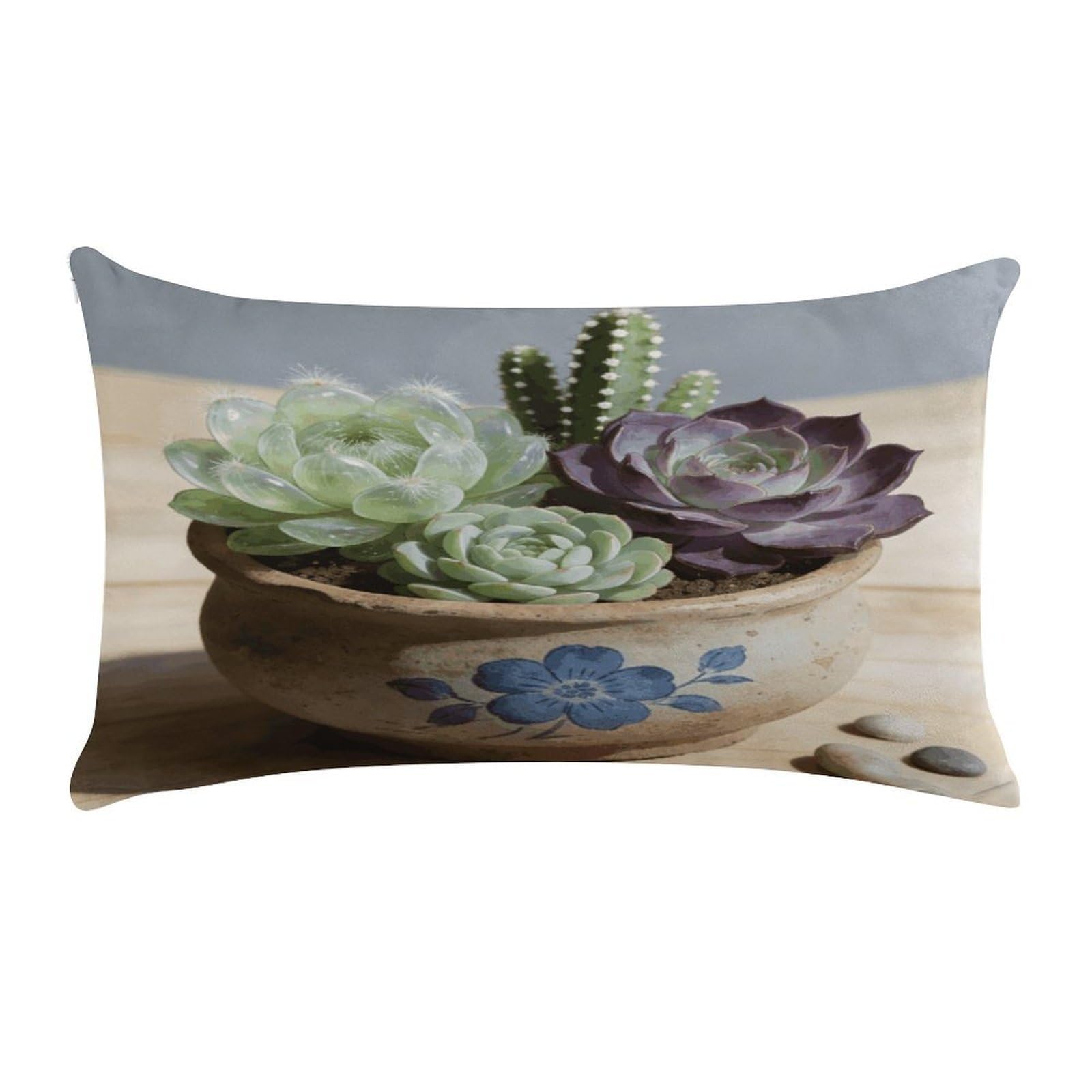 Fodpand Style Succulent Pillow Cases Set Of 1 Extra Soft Pillow Protectors With Hidden Zipper Perfect For Hotels, Guest Rooms,Bedroom 12X20 Inches Pillows Not Included