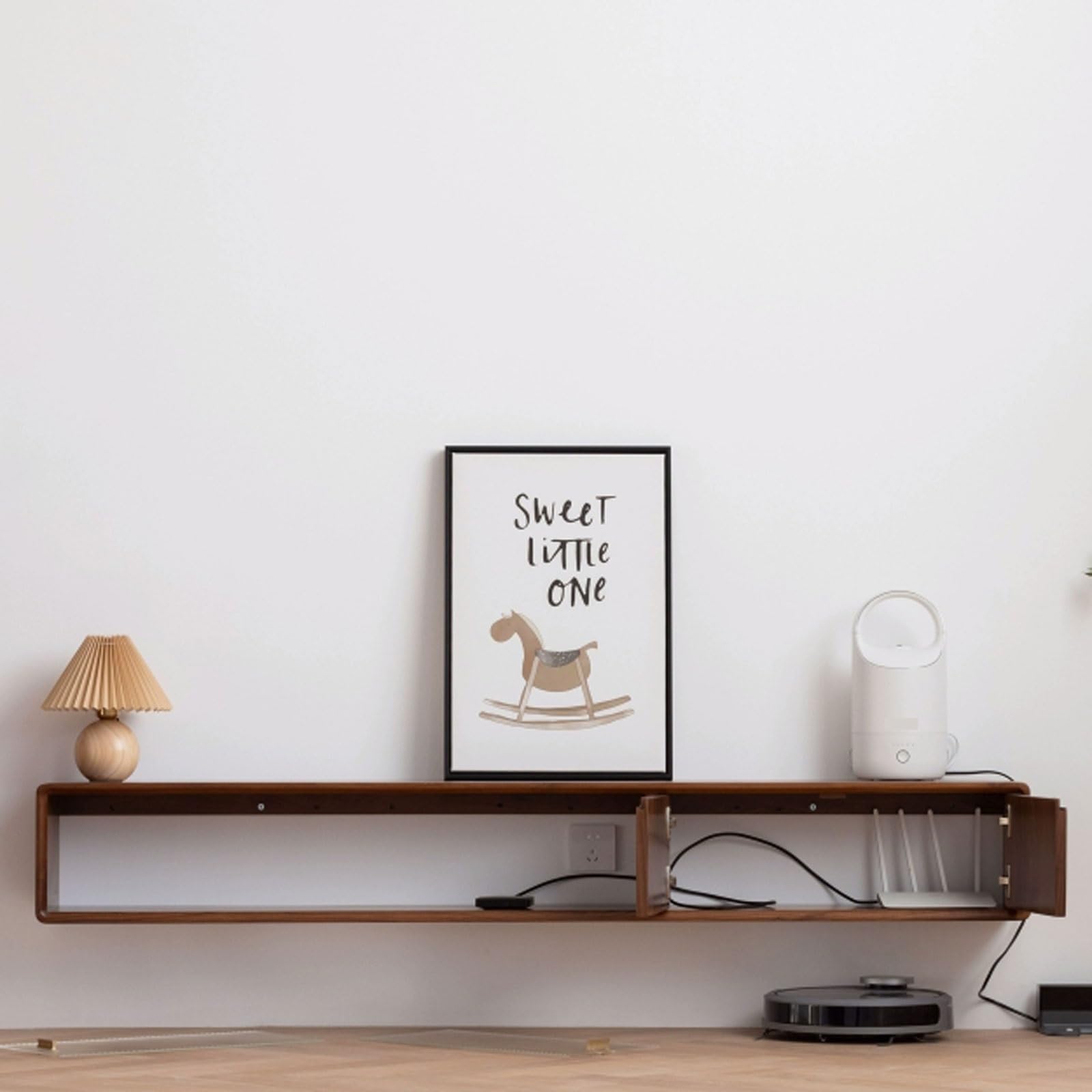 Moderno soporte de pared para TV de 70.8 pulgadas/78.7 pulgadas, centro de entretenimiento flotante, mueble de TV con puertas, elegante estantes flotantes, diseño que ahorra espacio para sala de estar