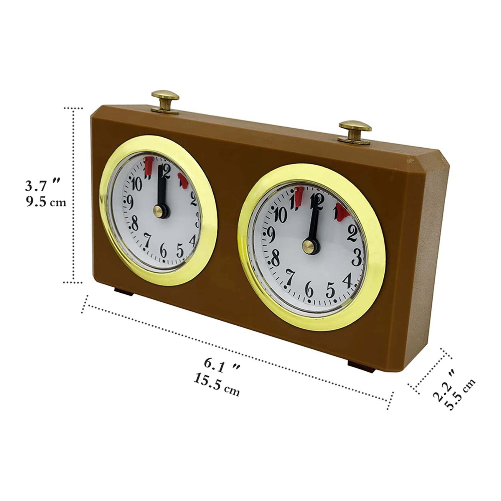 2 x Orologio a scacchi Meccanico Analogico per Scacchi Timer Orologi Ufficiali Batteria Necessaria