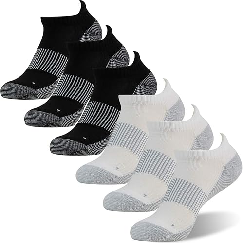 FOOTPLUS Calcetines de compresión de cobre, calcetines deportivos con soporte de arco y acolchado unisex para tobillotripulación para correr,
