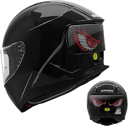 Full Face Motorcycle Helmet - DOT Approved, App Programmable Rear Display, USB Charging, Adult Dirt Bike Helmet for Men & Women