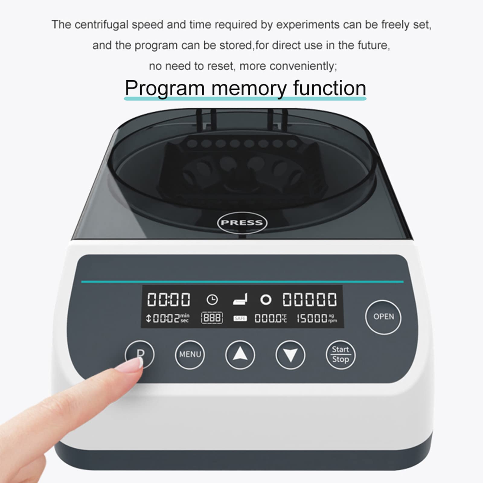 Centrífuga, 13000 RPM, mesa digital para separación de muestras y análisis cualitativo