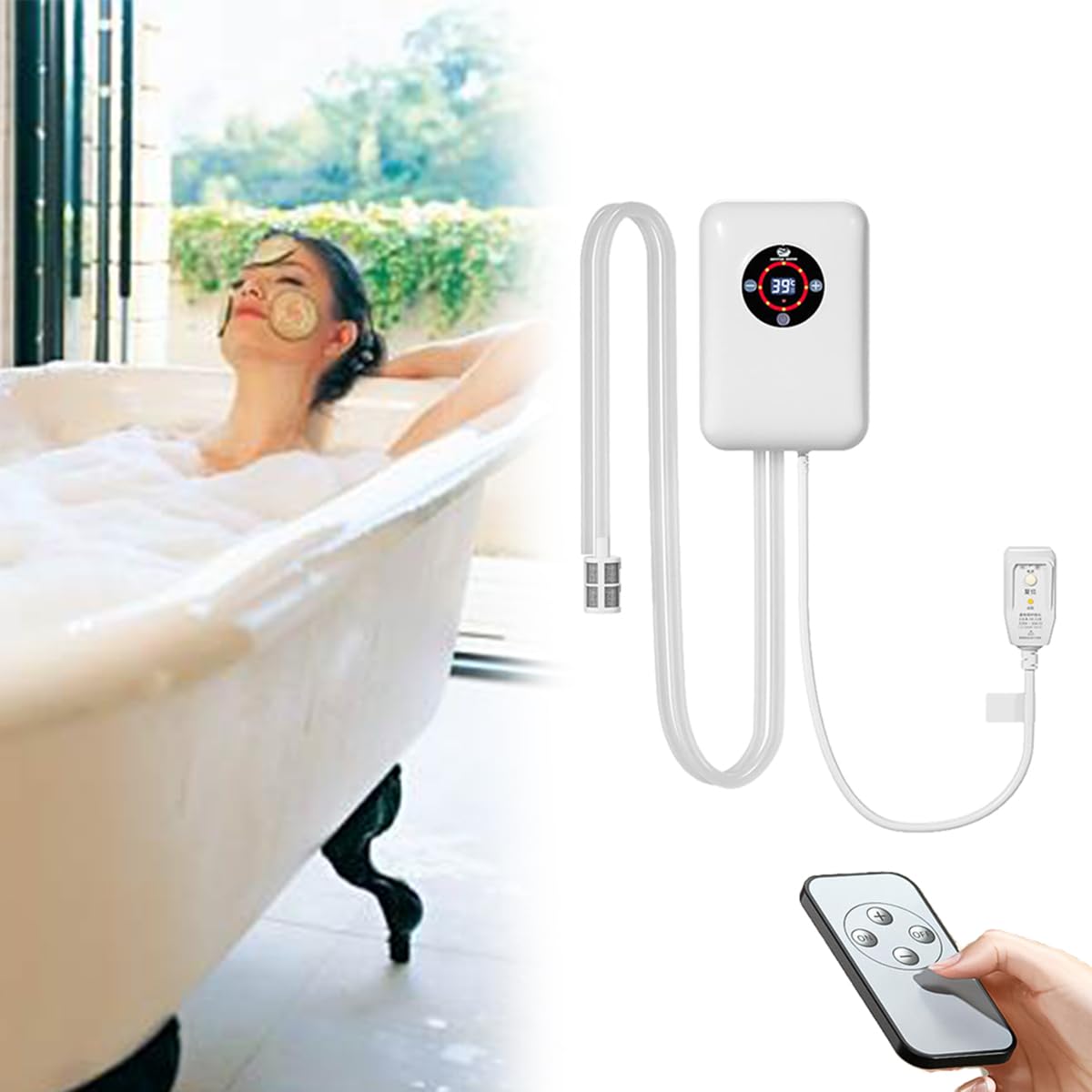 Vasca da Bagno Riscaldatore Ad Immersione- Riscaldatore Piscina，Alimentazione Separata di Acqua Ed Elettricità, Protezione da Surriscaldamento E Protezione Contro Il Funzionamento A Secco